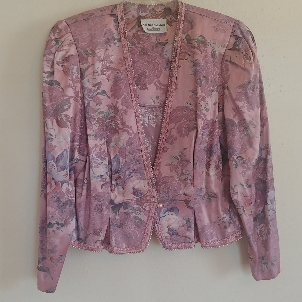 Pink floral vintage blazer size 15/16